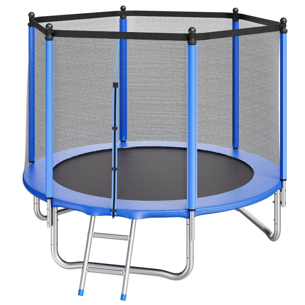 VEVOR Outdoor Trampoline, 8FT Round Recreational Trampoline with Enclosure Net, ASTM Approved, Heavy Duty Trampolines, Max 265 lbs Weight Capacity, Anti-Rust Backyard Trampolines for Kids & Adults