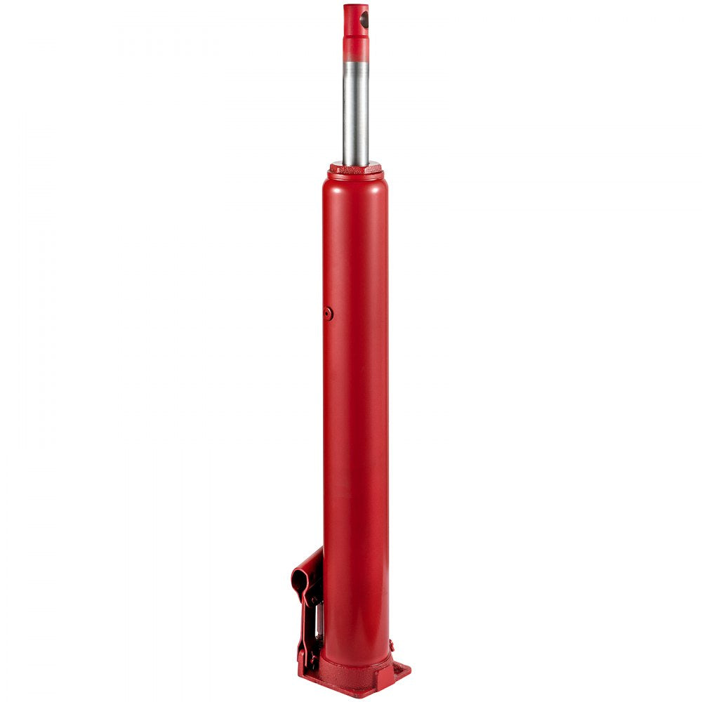 VEVOR Hydraulic Long Ram Jack, 4 Tons/8818 lbs Capacity, with Single Piston Pump and Flat Base, Manual Cherry Picker with Handle, for Garage/Shop Cranes, Engine Lift Hoist, Red