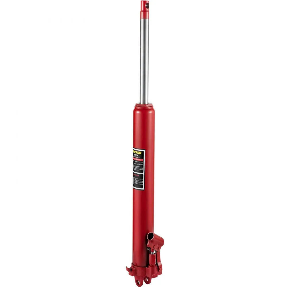 VEVOR Hydraulic Long Ram Jack, 8 Tons/17363 lbs Capacity, with Single Piston Pump and Clevis Base, Manual Cherry Picker with Handle, for Garage/Shop Cranes, Engine Lift Hoist, Red