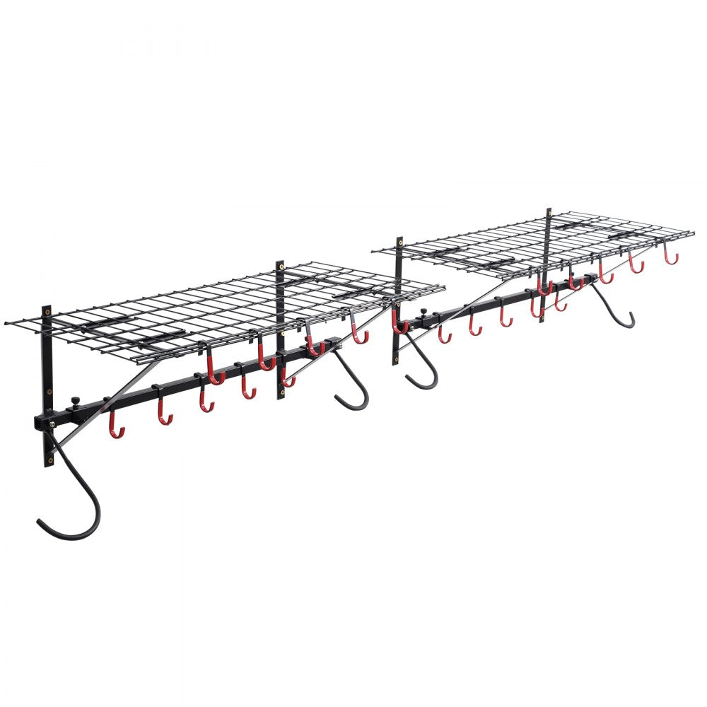 VEVOR Bike Storage Rack, 4 Bike Racks, Wall Mount Bike Storage Hanger with 2 Shelves, Home and Garage Organizer, Customizable for Various Bike Sizes, Adjustable Holder, Holds Up to 500 lbs, 63-inch