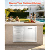 VEVOR Outdoor Kitchen Drawer Combo, 20"W x 20"H x 28"D, Dual Trash Bins, for BBQ Island Storage, Patio Bars and Grill Station, with Handle, Built-In BBQ Island Drawers Organize Cookware Accessories