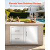 VEVOR Outdoor Kitchen Drawer Combo, 32"W x 22"H x 20"D, 2 Drawers Storage, for BBQ Island Storage, Patio Bars and Grill Station, with Handle, Built-In BBQ Island Drawers Organize Cookware Accessories
