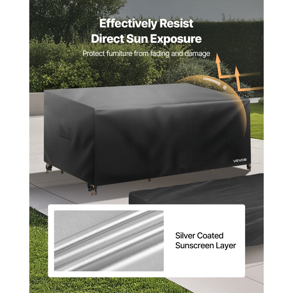 VEVOR Patio Furniture Cover 4-Piece Set, 420D Heavy Duty Waterproof Outdoor Dining Table and Chairs Cover Set, Lawn Patio Furniture Covers for Outdoor Sofa, Couch, Chairs, Coffee Table, Black