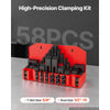 VEVOR 58 Piece 5/8" T-Slot Clamping Kit Hold Down Clamp 1/2"-13 Stud Size, for Bridgeport Mills, Standard Milling Machine, Drill Press, Heat Treated and Precision Ground, Flexible Height Adjustment