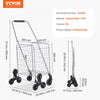 VEVOR Grocery Shopping Cart, 45L Stair Climbing Shopping Cart with 360° Rolling Swivel Wheels, Stair Climber Utility Cart with Tri-Wheels, Foldable Collapsible & Lightweight for Laundry Travel, Silver