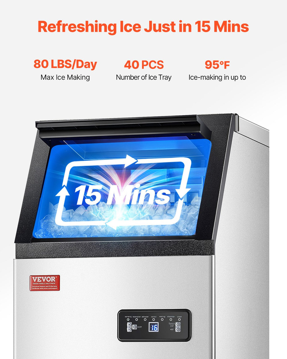 VEVOR commercial ice maker machine front view