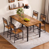 VEVOR Dining Chairs Set of 6, Wooden Table Chairs with Metal Frame and Backrest, Easy to Assemble Leather Side Chair, Modern Farmhouse Walnut Chair for Kitchen Living Room, Rustic Brown and Black
