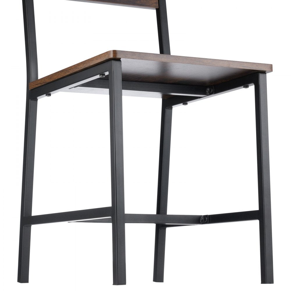 VEVOR Dining Chairs Set of 6, Wooden Table Chairs with Metal Frame and Backrest, Easy to Assemble Leather Side Chair, Modern Farmhouse Walnut Chair for Kitchen Living Room, Rustic Brown and Black