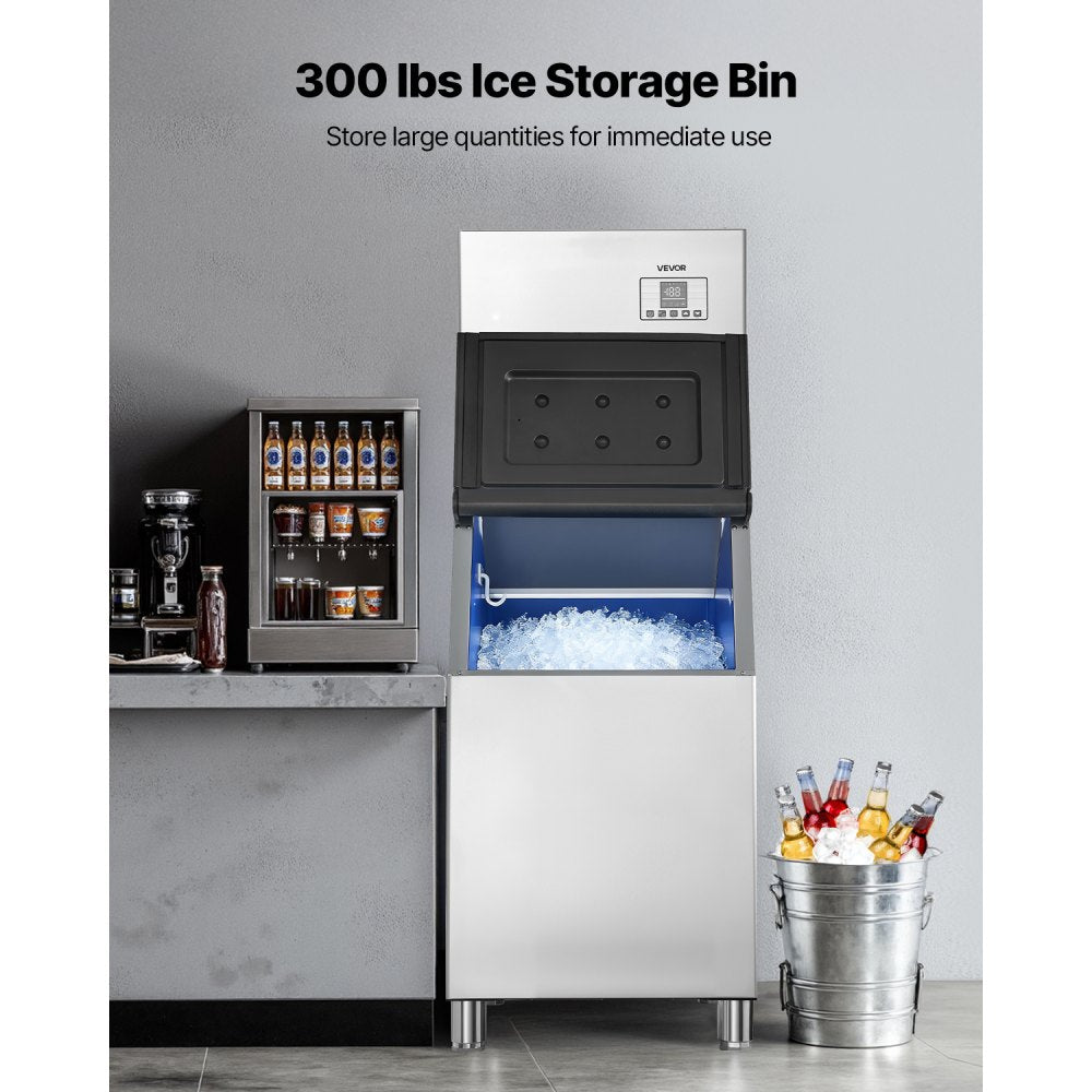 VEVOR Commercial Ice Maker Machine, 400LBS/24H Ice-Making Machine with 300LBS Stainless Steel Storage Bin, Auto Self-Cleaning Ice Maker with Touchscreen for Bar Cafe Restaurant Business Commercial