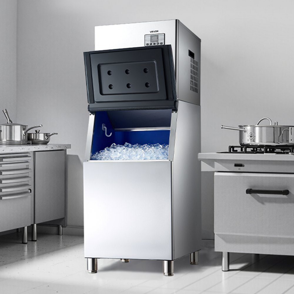VEVOR Commercial Ice Maker Machine, 550LBS/24H Ice-Making Machine with 300LBS Stainless Steel Storage Bin, Auto Self-Cleaning Ice Maker with Touchscreen for Bar Cafe Restaurant Business Commercial