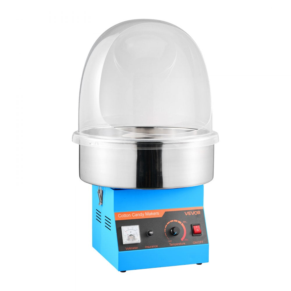 VEVOR Electric Cotton Candy Machine, 1000W Commercial Floss Maker With Cover, Commercial Cotton Candy Machine w/Stainless Steel Bowl & Sugar Scoop, Ideal for Carnival, Birthday, Family Party, Blue