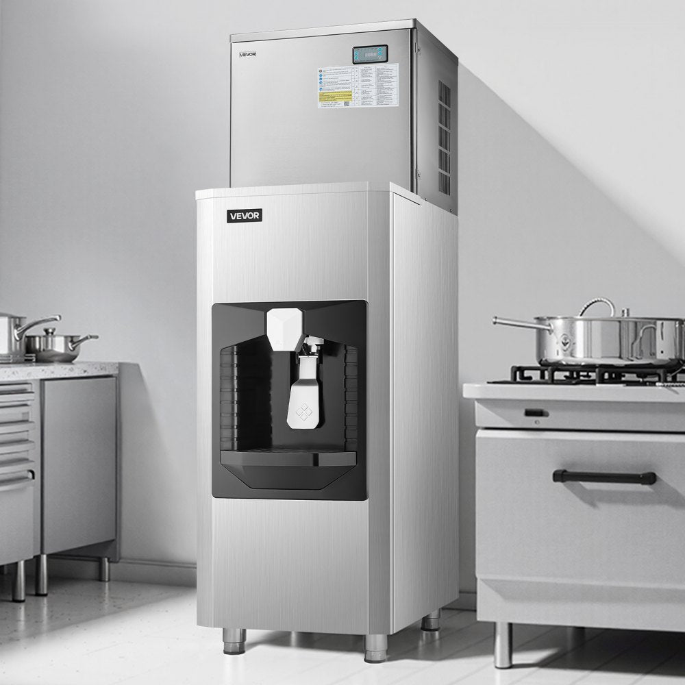 VEVOR Commercial Ice Maker, 450 Lbs/Day Ice-Making Machine, 180 Lbs Large Storage Bin with 20 Lbs/Min Automatic Ice-Dispensing, Self-Cleaning Ice Machine with Touchscreen for Bar, Cafe, Restaurant