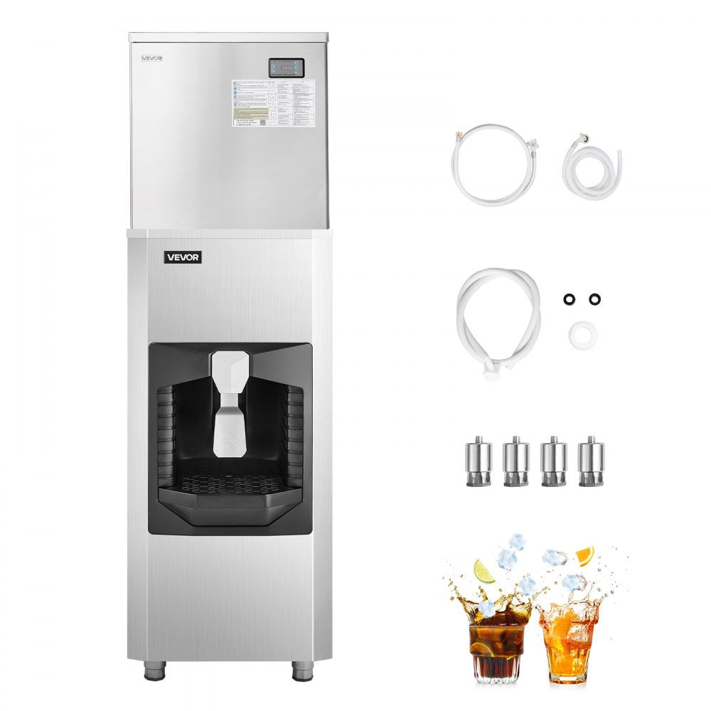 VEVOR Commercial Ice Maker, 450 Lbs/Day Ice-Making Machine, 180 Lbs Large Storage Bin with 20 Lbs/Min Automatic Ice-Dispensing, Self-Cleaning Ice Machine with Touchscreen for Bar, Cafe, Restaurant