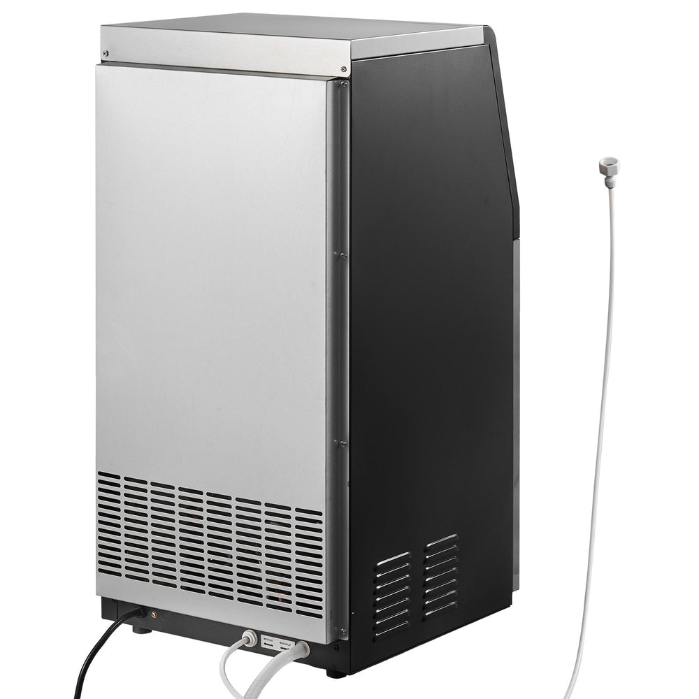 VEVOR Commercial Ice Maker Machine with Pump, 100 lbs/24h with 30 lbs Storage Capacity, Built-in/Freestanding/Under Counter, Stainless Steel Ice Maker with LED Display & Self-Cleaning, for Home Bar