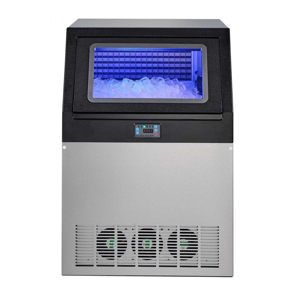VEVOR Commercial Ice Maker Machine with Pump, 265 lbs/24h with 85 lbs Storage Capacity, Built-in/Freestanding/Under Counter, Stainless Steel Ice Maker with LED Display & Self-Cleaning, for Home Bar