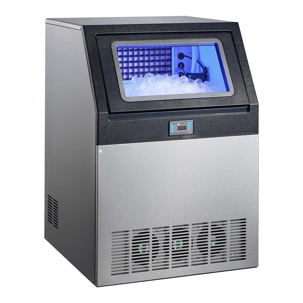 VEVOR Commercial Ice Maker Machine with Pump, 265 lbs/24h with 85 lbs Storage Capacity, Built-in/Freestanding/Under Counter, Stainless Steel Ice Maker with LED Display & Self-Cleaning, for Home Bar