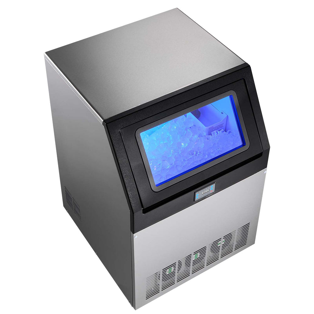 VEVOR Commercial Ice Maker Machine with Pump, 360 lbs/24h with 85 lbs Storage Capacity, Built-in/Freestanding/Under Counter, Stainless Steel Ice Maker with LED Display & Self-Cleaning, for Home Bar