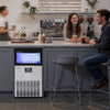 VEVOR Commercial Ice Maker Machine with Pump, 100 lbs/24h with 26 lbs Storage Capacity, Built-in/Freestanding/Under Counter, Stainless Steel Ice Maker with LED Display & Self-Cleaning, for Home Bar