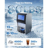 VEVOR Commercial Ice Maker Machine with Pump, 80 lbs/24h with 13 lbs Storage Capacity, Countertop/Freestanding/Under Counter, Stainless Steel Ice Maker with LED Display & Self-Cleaning, for Home Bar