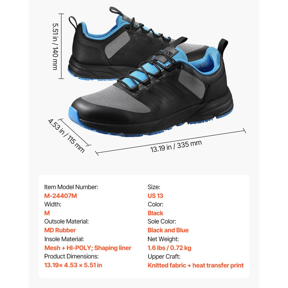 VEVOR Cross Training Shoes, M Width Sneakers US Size 13, Wide Toe Box Shoes with Arch Support & Adjustable Lace-up, Training Shoes for Running, Gymnastics, Dog Walking, and Weightlifting (Black)