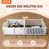 VEVOR Dog Whelping Box, 93.3 x 48.4 x 18.1in Dual Zone Whelping Box for Dogs and Puppies, Whelping Pen for Puppies, Dog Birthing Box with Rails, 2 Washable Pee Pads and 2 Storage Bags, White