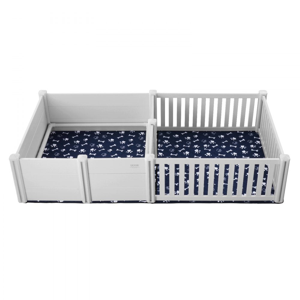 VEVOR Dog Whelping Box, 93.3 x 48.4 x 18.1in Dual Zone Whelping Box for Dogs and Puppies, Whelping Pen for Puppies, Dog Birthing Box with Rails, 2 Washable Pee Pads and 2 Storage Bags, White