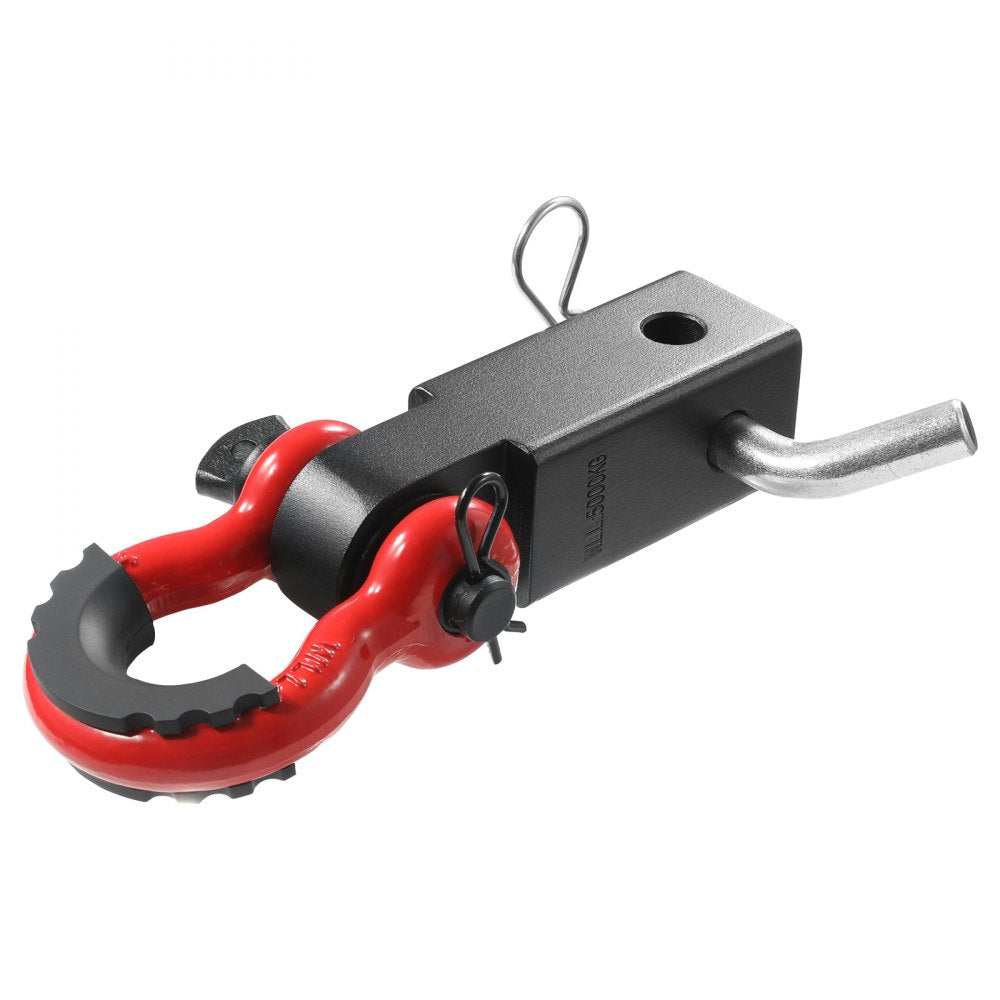 VEVOR Shackle Hitch Receiver, Fits 2" Receivers, 44100 lbs Breaking Strength, D Ring Shackle with Trailer Hitch Lock Pin, Heavy Duty Towing Accessories for Trucks, Jeeps, Off-Road Vehicle Recovery