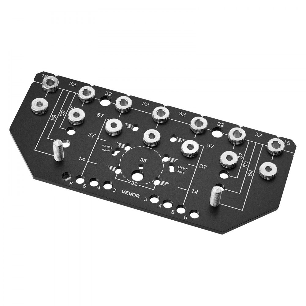VEVOR Shelf Pin Jig and Hinge Jig Two-in-One, Aluminum Alloy Cabinet Hardware Hole Drilling Template with 1/4" and 3/16" Drill Bits, for Cabinet Doors Bookshelves Wardrobes Woodworking and DIY