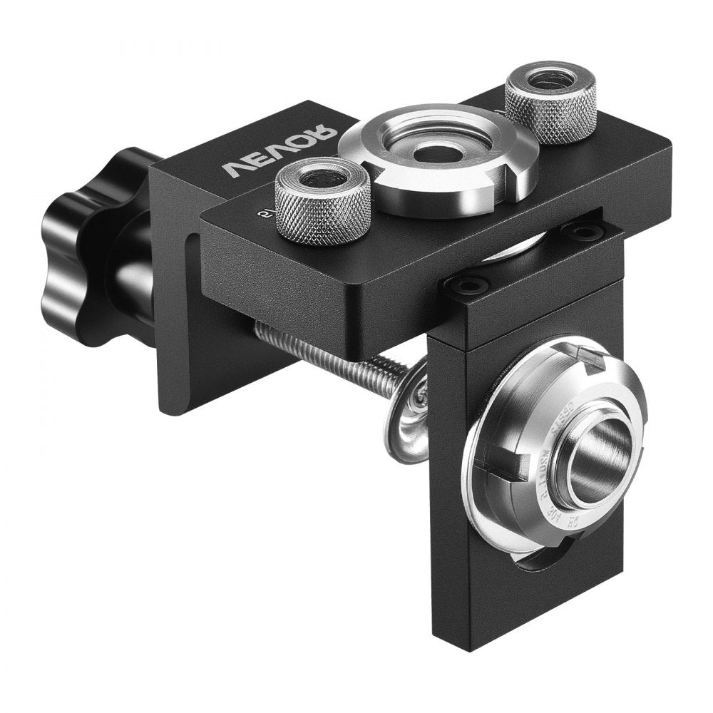 VEVOR Doweling Jig Kit, Self Centering Dowel Drill Jig for Straight Holes, Aluminum Alloy Woodworking Joints Tool with 3 Size Drill Bits 5/16", 3/8", and 19/32", Adjustable Width, for Wood Working