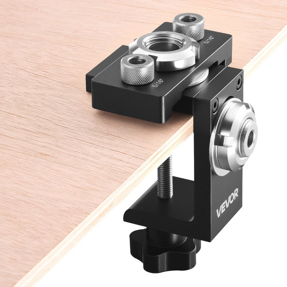 VEVOR Doweling Jig Kit, Self Centering Dowel Drill Jig for Straight Holes, Aluminum Alloy Woodworking Joints Tool with 3 Size Drill Bits 5/16", 3/8", and 19/32", Adjustable Width, for Wood Working