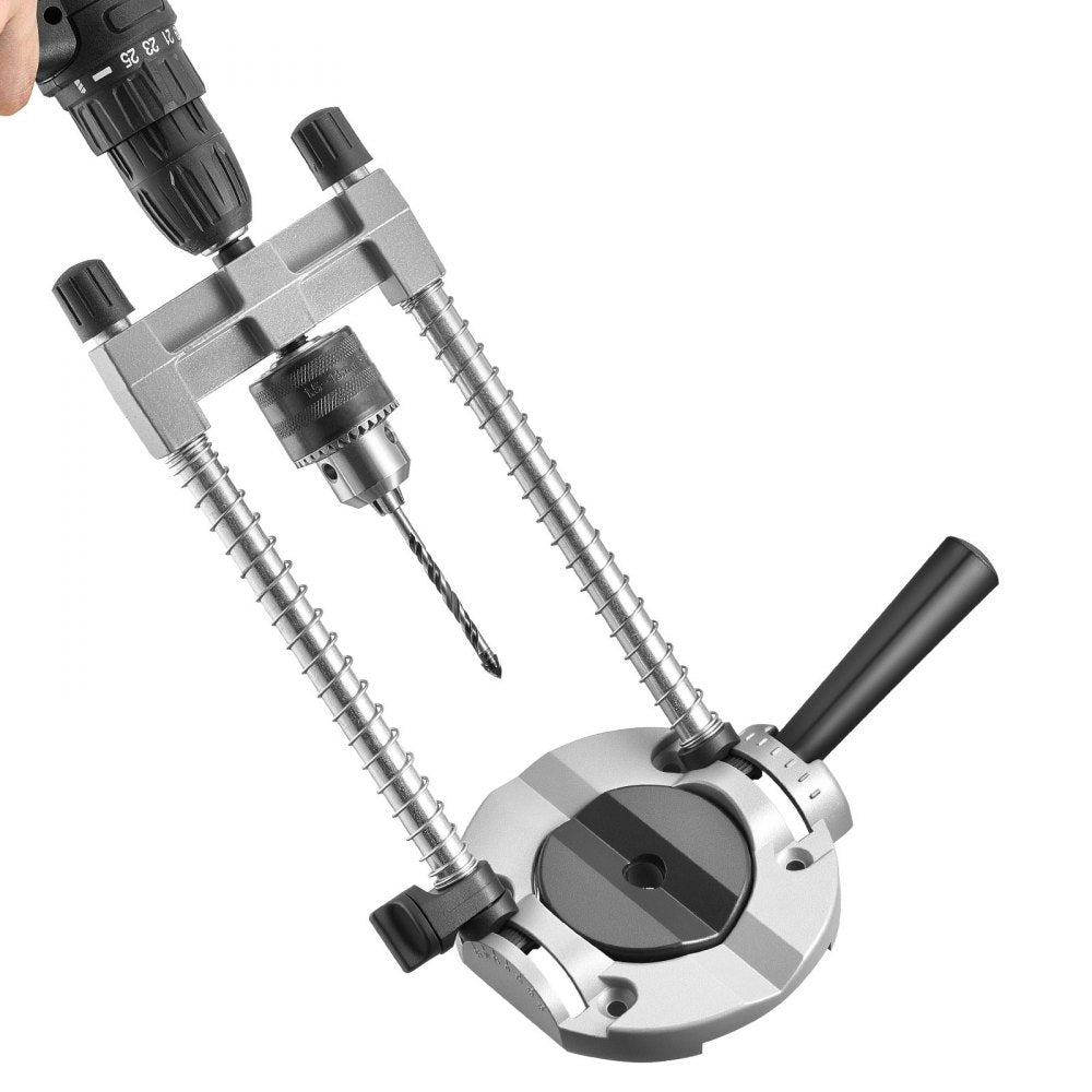 VEVOR Drill Guide, Multi-Angle Press Portable Precision Drilling Guide Jig Attachment, with Large Handle and Mounting Holes, Aluminum Alloy, for Drilling Angled or Straight Holes, for Wood Working
