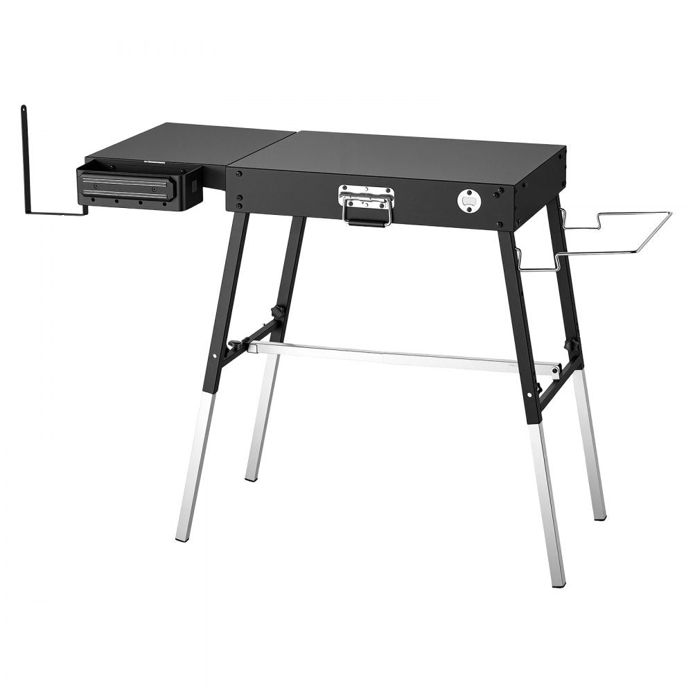 VEVOR Folding Grill Table 35x17 in Camping Griddle Stand Fit 17 & 22 in, for Picnic BBQ Tailgating, Carbon Steel, Adjustable Height, 350 lbs, Outdoor Cart with Magnetic Tool Rack and Tissue Holder