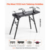 VEVOR Folding Grill Table 41x12 in Camping Griddle Stand Fit 17 & 22 in, for Picnic BBQ Tailgating, Carbon Steel, Adjustable Height, 350 lbs Capacity, Outdoor Cart with Seasoning Basket, Side Shelf