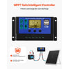 VEVOR 30W 12V Solar Panel Battery Charger, Solar Battery Trickle Charger Maintainer with Intelligent MPPT Controller & Adjustable Mount Bracket, IP67 Waterproof for Car Boat RV Motorcycle Trailer