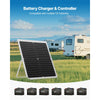 VEVOR 30W 12V Solar Panel Battery Charger, Solar Battery Trickle Charger Maintainer with Intelligent MPPT Controller & Adjustable Mount Bracket, IP67 Waterproof for Car Boat RV Motorcycle Trailer
