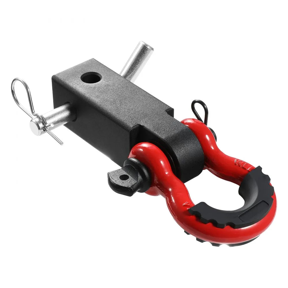 VEVOR Shackle Hitch Receiver, Fits 2" Receivers, 52900 lbs Breaking Strength, D Ring Shackle with Trailer Hitch Lock Pin, Heavy Duty Towing Accessories for Trucks, Jeeps, Off-Road Vehicle Recovery