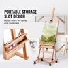 VEVOR Studio H-Frame Easel, Holds Canvas Art up to 48", Beechwood Artists Easel for Painting with Wheels and Large Storage Tray, 33 lbs Load Capacity Studio Easel, Adjustable Art Painting Easel