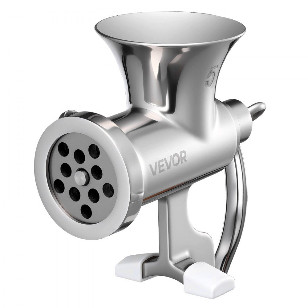 VEVOR Manual Meat Grinder, 304 Stainless Steel Hand Crank Meat Mincer with Steel Table Clamp, Sausage Stuffer with 2 Cutting Plates & 4 Sausage Tubes, Food Grinder for Beef Chili Pork Kitchen Tabletop