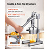 VEVOR Manual Citrus Juicer, 15" Tall Hand Press Orange Juicer, Manual Fresh Juice Extractor for Lemon Pomegranate Grapefruit, Heavy-Duty Cast Iron, Easy to Clean, Home & Commercial Use, Silver Gray