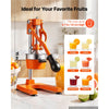 VEVOR Manual Citrus Juicer, 15" Tall Hand Press Orange Juicer, Manual Fresh Juice Extractor for Lemon Pomegranate Grapefruit, Heavy-Duty Cast Iron, Easy to Clean, Home & Commercial Use, Orange