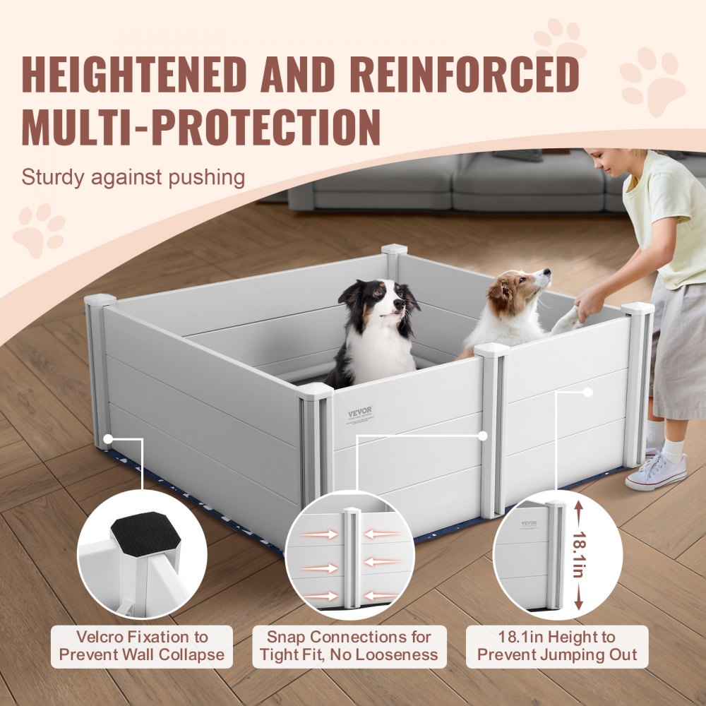 VEVOR Dog Whelping Box, 48 x 48 x 18.1in Whelping Box for Dogs and Puppies, Whelping Pen for Puppies, Dog Birthing Box with Rails and Washable Pee Pad, Whelping Box for Large Breed Dogs, White