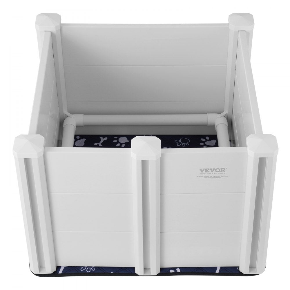 VEVOR Dog Whelping Box, 28.3 x 28.3 x 18.1in Whelping Box for Dogs and Puppies, Whelping Pen for Puppies, Dog Birthing Box with Rails and Washable Pee Pad, Whelping Box for Small Breed Dogs, White
