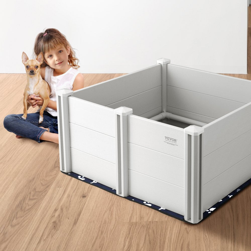 VEVOR Dog Whelping Box, 38.6 x 38.6 x 18.1in Whelping Box for Dogs and Puppies, Whelping Pen for Puppies, Dog Birthing Box with Rails and Washable Pee Pad, Whelping Box for Medium Breed Dogs, White
