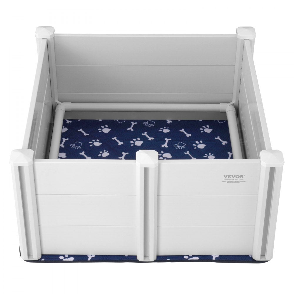 VEVOR Dog Whelping Box, 38.6 x 38.6 x 18.1in Whelping Box for Dogs and Puppies, Whelping Pen for Puppies, Dog Birthing Box with Rails and Washable Pee Pad, Whelping Box for Medium Breed Dogs, White