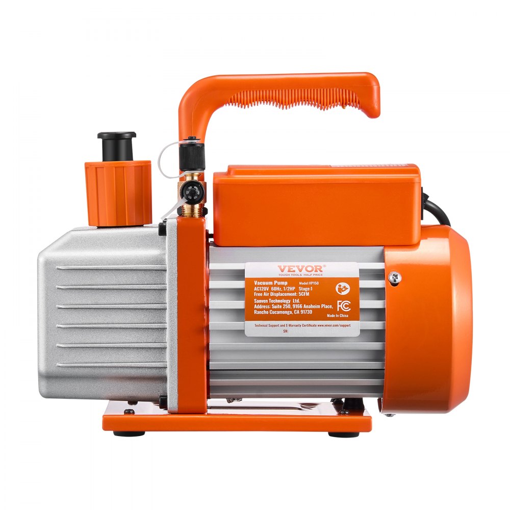 VEVOR Vacuum Pump, 5 CFM, HVAC Single Stage Rotary Vane Vacuum Pump, for R134a R22 R410a Systems, Auto AC Vacuum Pump Kit with Oil Bottle, for Automotive Air Conditioner Maintenance Resin Degassing