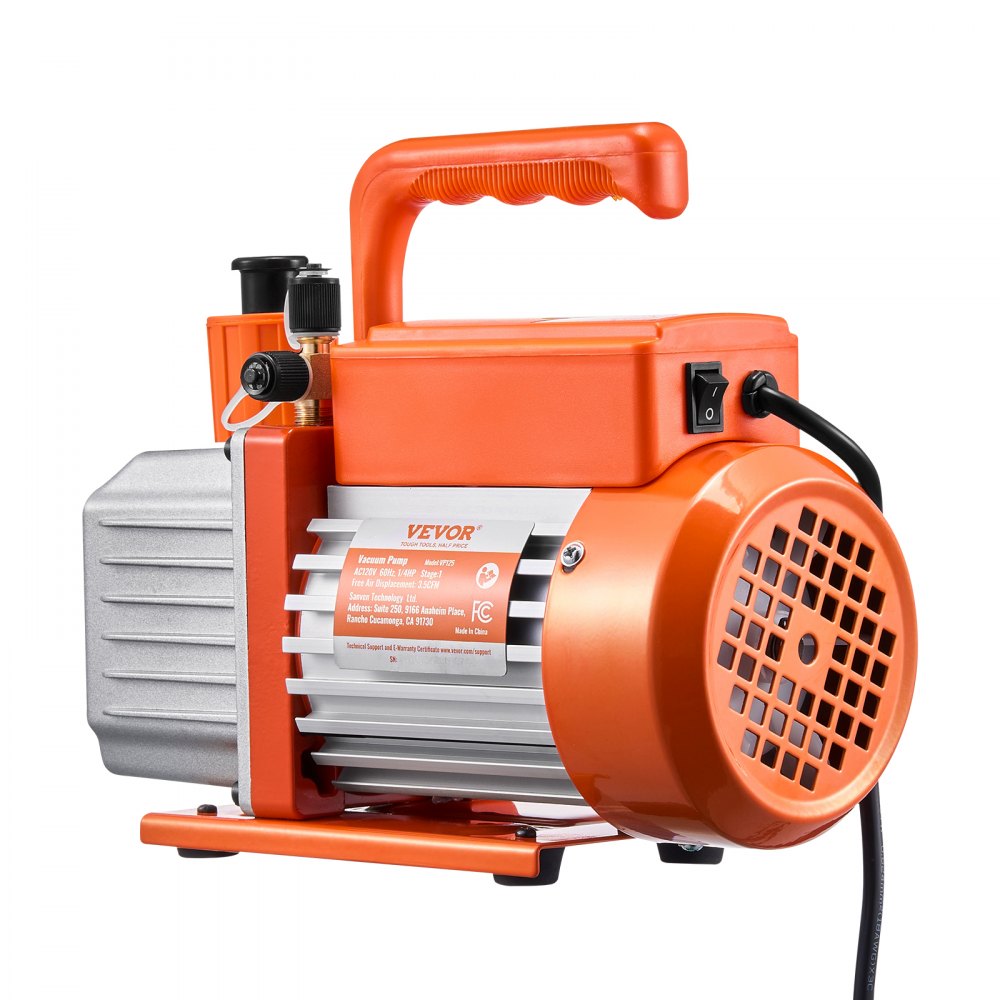 VEVOR Vacuum Pump, 3.5 CFM, HVAC Single Stage Rotary Vane Vacuum Pump, for R134a R22 R410a Systems, Auto AC Vacuum Pump Kit with Oil Bottle, for Automotive Air Conditioner Maintenance Resin Degassing