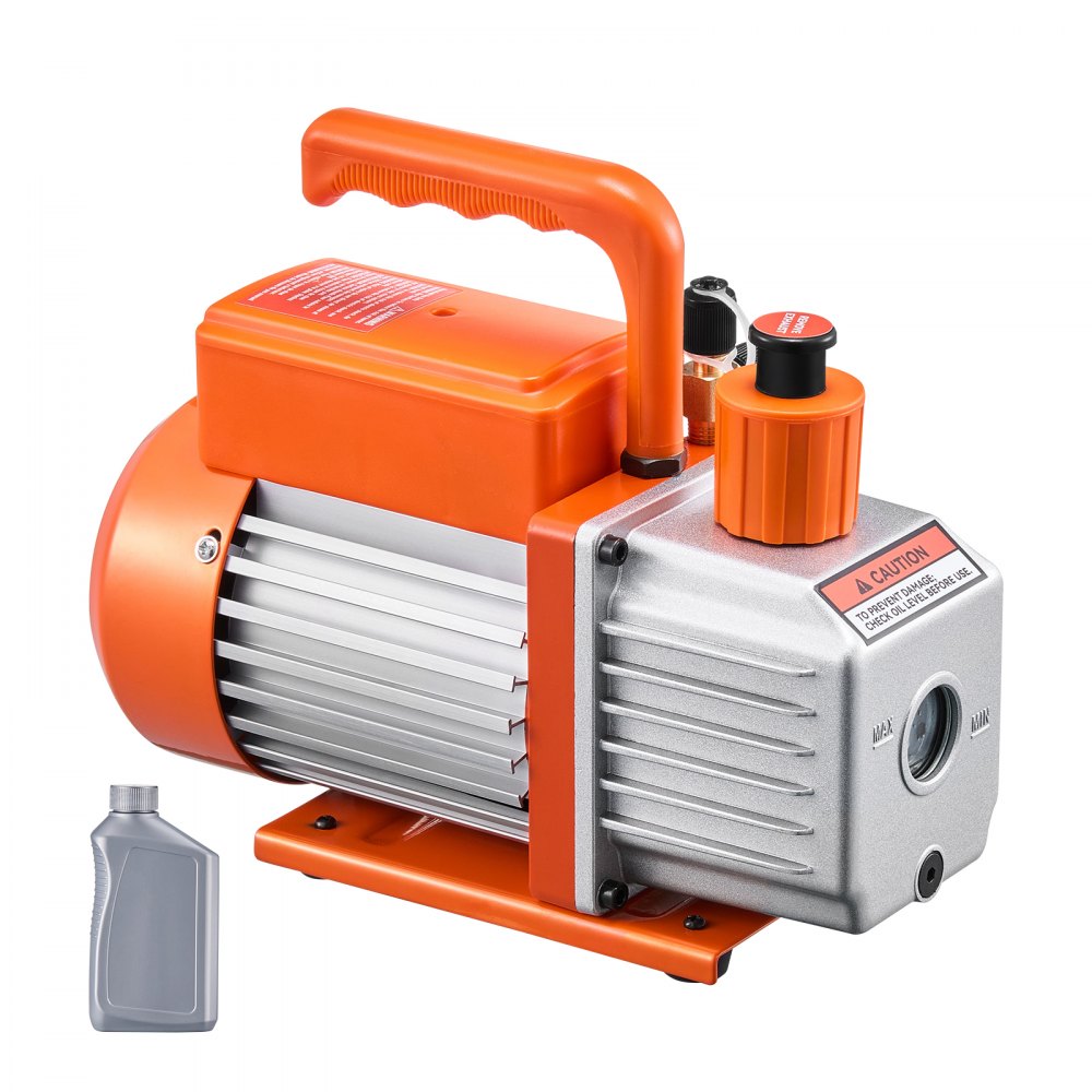 VEVOR Vacuum Pump, 3.5 CFM, HVAC Single Stage Rotary Vane Vacuum Pump, for R134a R22 R410a Systems, Auto AC Vacuum Pump Kit with Oil Bottle, for Automotive Air Conditioner Maintenance Resin Degassing