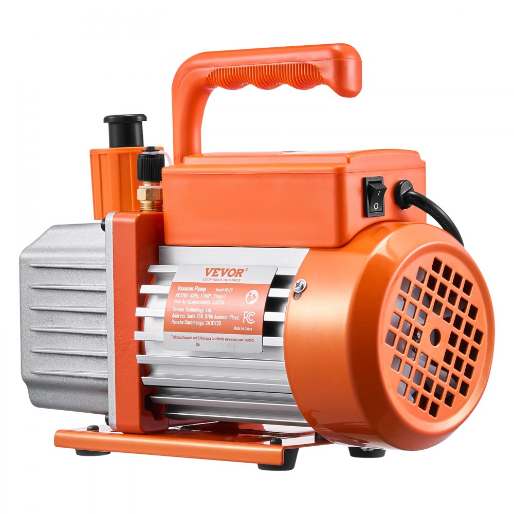 VEVOR 3.5 CFM AC Vacuum Pump and Gauge Set, Single Stage Rotary Vane HVAC Air Vacuum Pump, A/C Refrigerant Manifold Gauge Kit, with Hoses, Air Conditioning Refrigeration for R134a, R12, R22, R502a