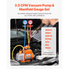 VEVOR 3.5 CFM AC Vacuum Pump and Gauge Set, Single Stage Rotary Vane HVAC Air Vacuum Pump, A/C Refrigerant Manifold Gauge Kit, with Hoses, for R134a, R12, R22, R502a, R410A, R404, R407C Refrigerants