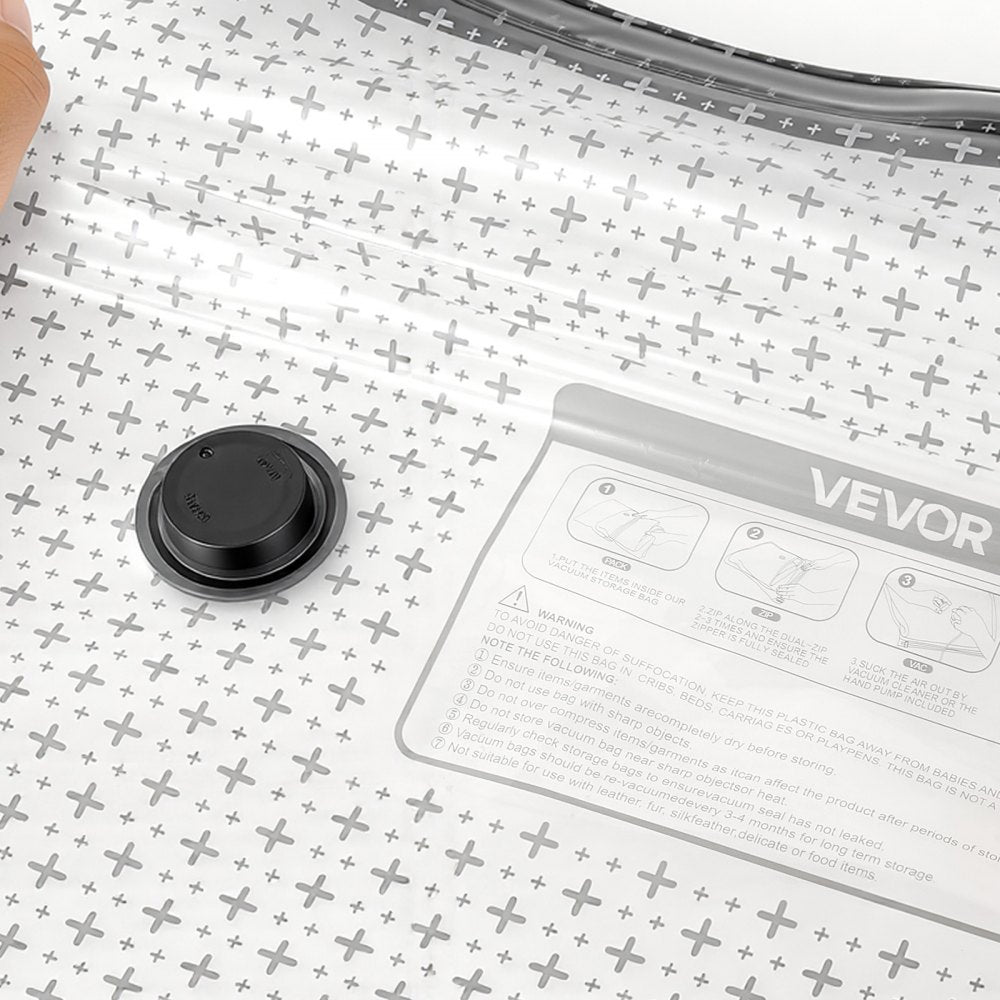 VEVOR Vacuum Storage Bags, 26 Pack Space Saver Vacuum Seal Bags for Clothing, with Pump and Charging Cable, Double Zipper Seal, Thickened PA and PE, Compression for Clothes Storage, Travel Luggage